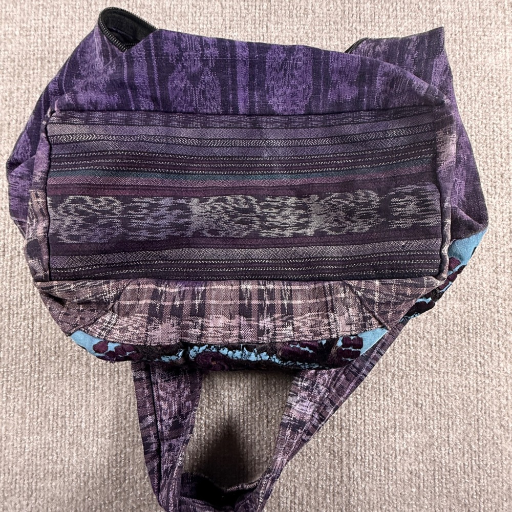 Purple Boho Embroidered Hobo Bag Woven Ikat Festival Crossbody Shoulder Bag - Picture 7 of 11